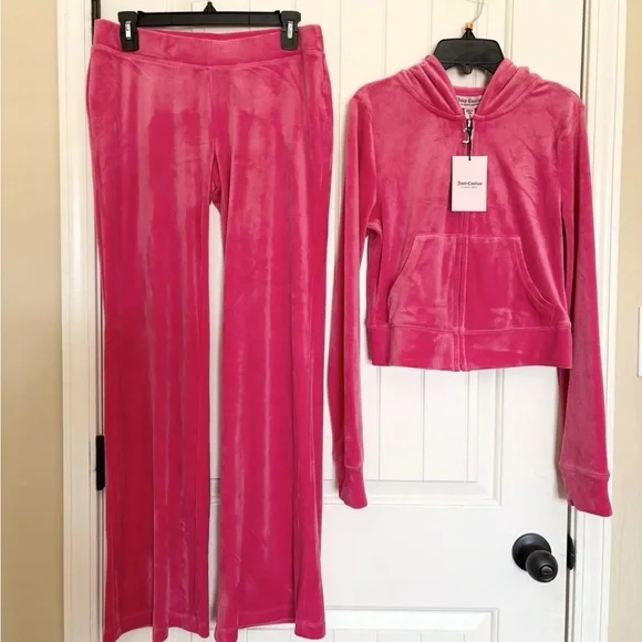 Juicy Couture Pink Velour Track Pants - Picture 2 of 7